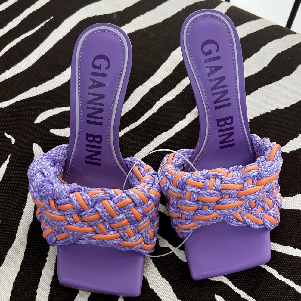 Bibby Woven Leather Corded Square Toe Sandals